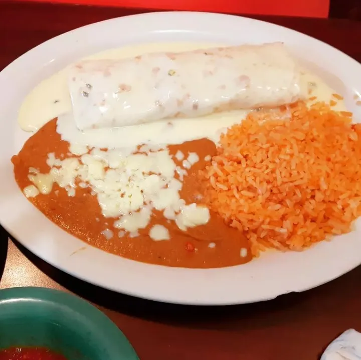 Seafood Burrito with Rice and Beans
